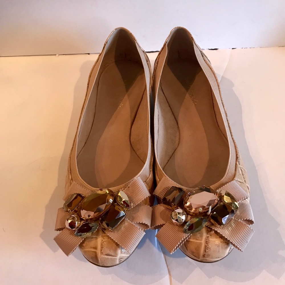 Kate Spade Faith Crocodile Print Jeweled Flats 8 - Picture 3 of 8